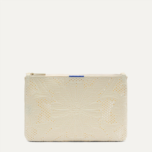 PDP |The Convertible Clutch in Moonflower, shown from the front.