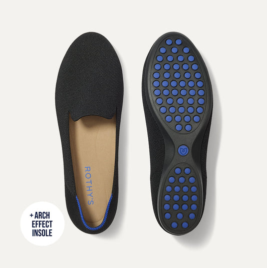 PDP |The Daily Loafer in Black shown from the top with one shoe showing the outsole.