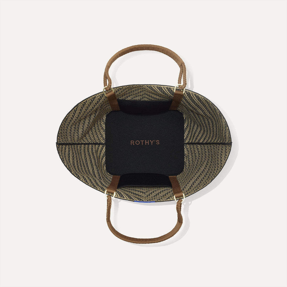 The Summer Tote in Toffee Chevron, shown from above with the interior exposed.