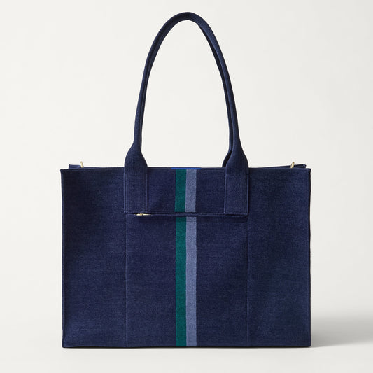 PDP | The Classic Tote in ReVelvet Peacock, shown from the front.