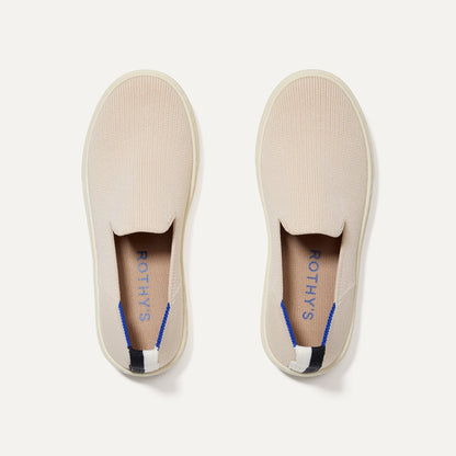 The Kids Sneaker in Sand shown from the top.