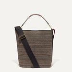 PLP |The Bucket Bag in Cacao Herringbone shown from the front.