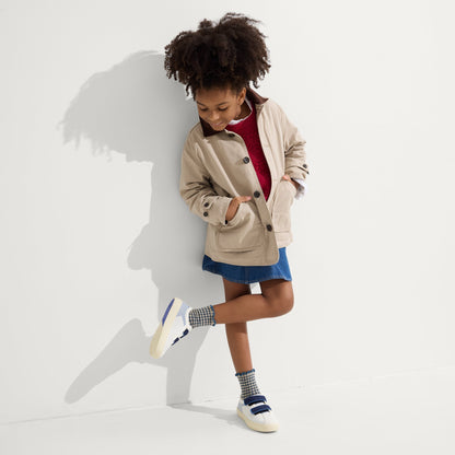 model | Alternate image of a girl modeling The Kids Strap Sneaker in Blue Raspberry.
