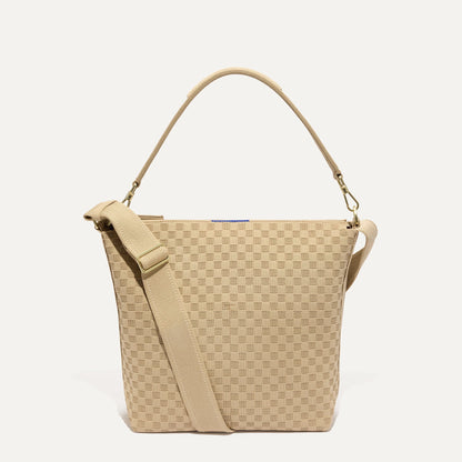 PLP |The Mini Zip Bucket in Knot Brown shown from the front.