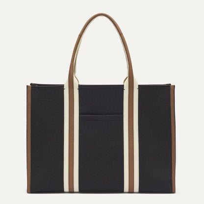 PLP |The Classic Tote in Black Coffee, shown from the front.
