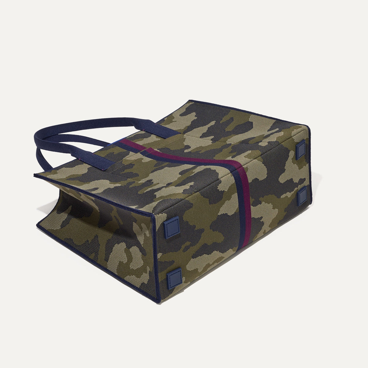 The Classic Tote in Spruce Camo, shown from the bottom.