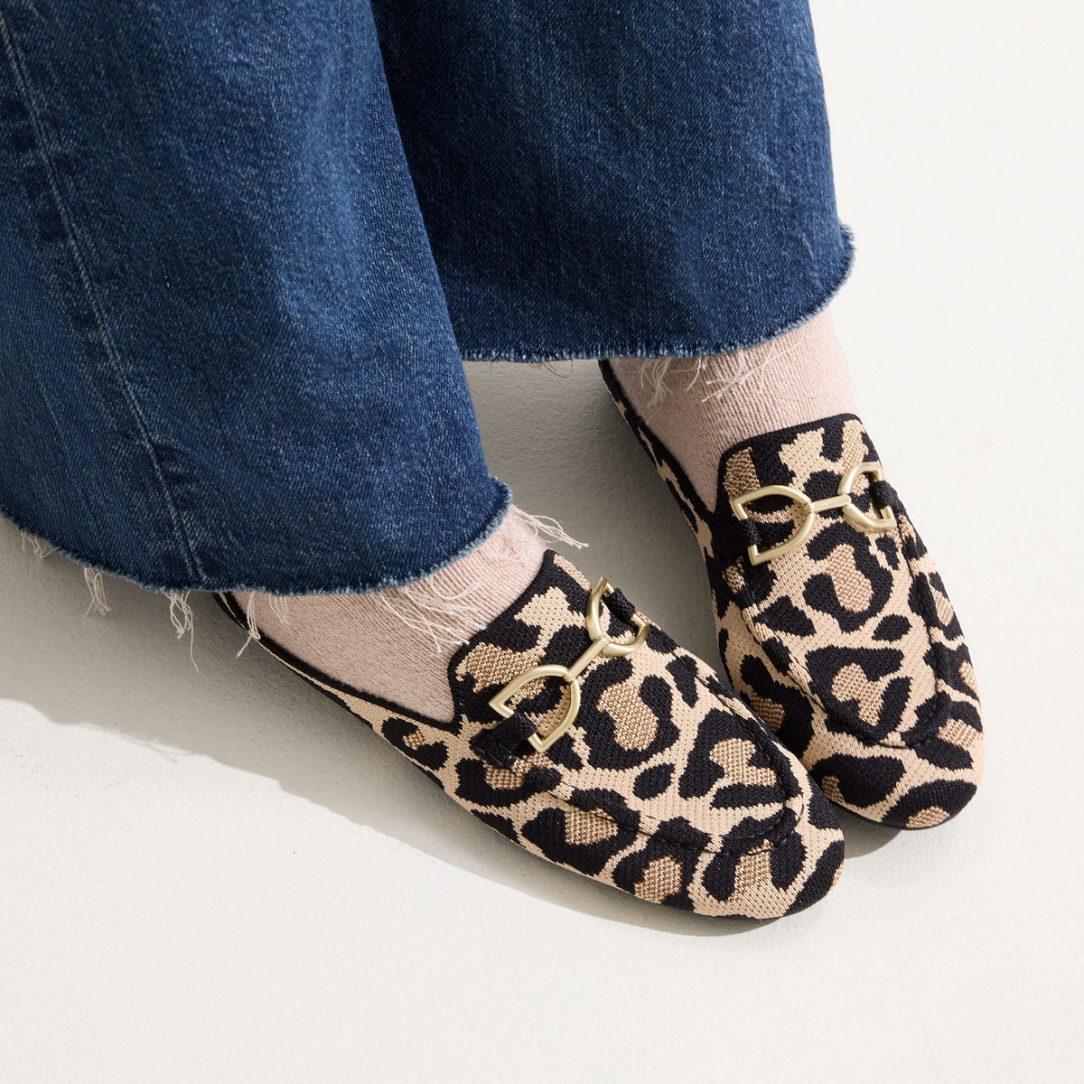 hover | Model wearing The Double Bit Loafer Mule in Desert Cat.