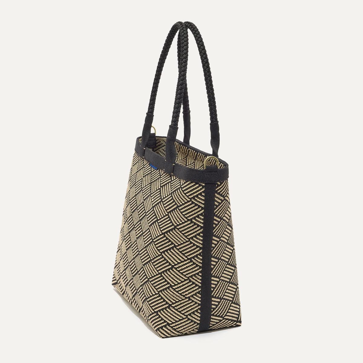 The Lightweight Zip Tote in Polar Zig Zag, shown from the side.