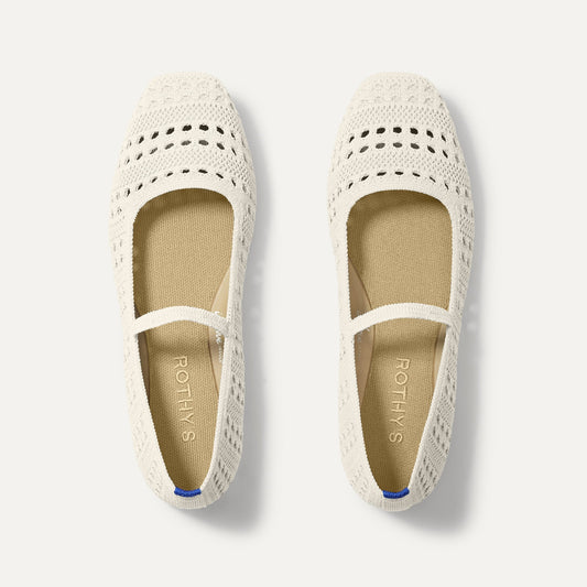 The Max Square Mary Jane in Sandy Crochet shown from the top.