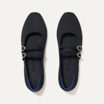 The Double Buckle Mary Jane in Black shown from the top.
