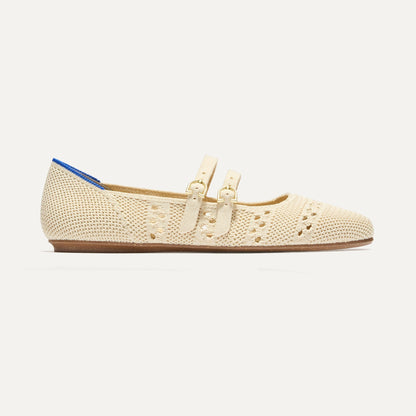 side | The Double Buckle Mary Jane in Powder Crochet shown from the side.