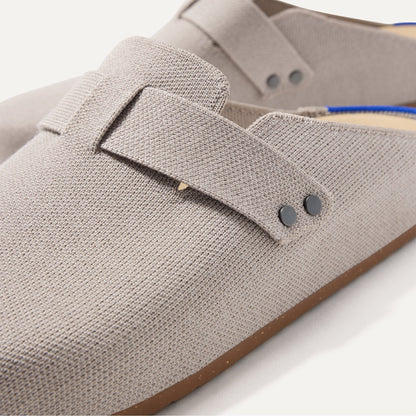The toe and vamp of The Men's Clog, in diagonal view.