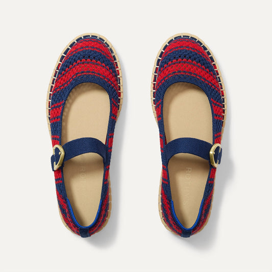 The Espadrille Mary Jane in Cherry Tide shown from the top.