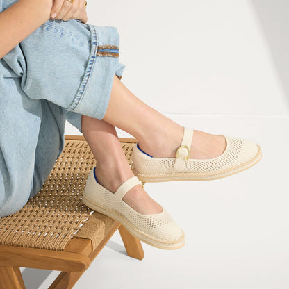 hover | Model wearing The Espadrille Mary Jane in Jasmine.