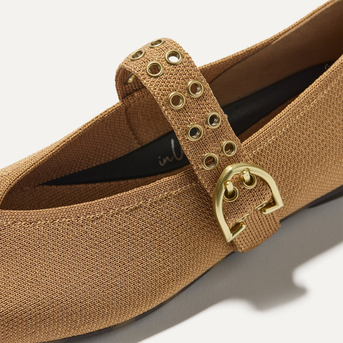 Top view of the square toe and V-shaped vamp of The Max Buckle Mary Jane in Java Chip.