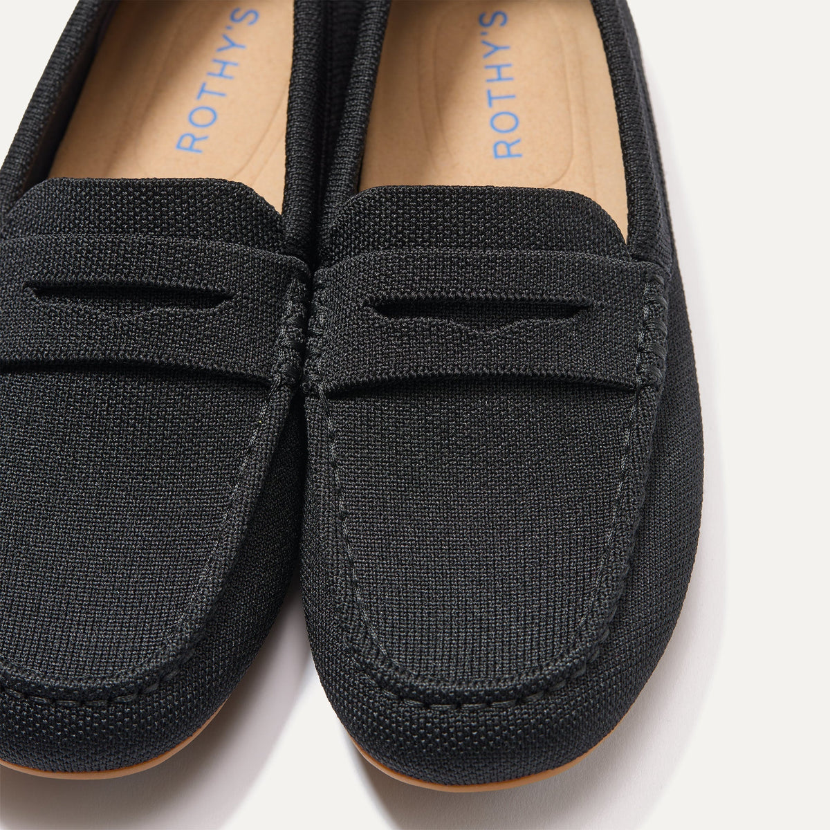 Close up of the toe and vamp of The Daily Driver in Black.