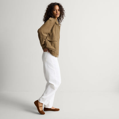 model | Alternate view of a model wearing The Max Square Mary Jane in ReVelvet Russet.