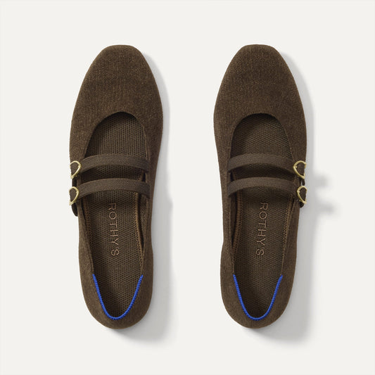 The Double Buckle Mary Jane in ReVelvet Bistro shown from the top.