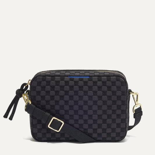 PDP |The Crossbody Camera Bag in Black Sand, shown from the front.