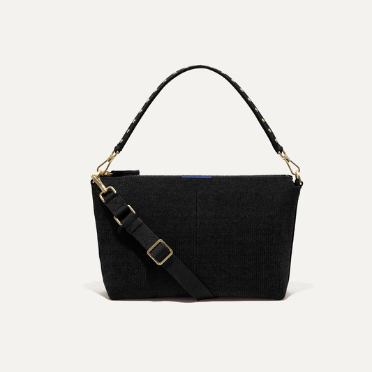 PLP | The Daily Crossbody in Revelvet™ Black shown from the front.