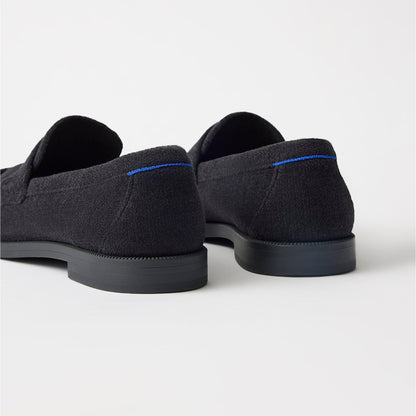 Close up of the heel of The Penny Loafer in ReVelvet Black.
