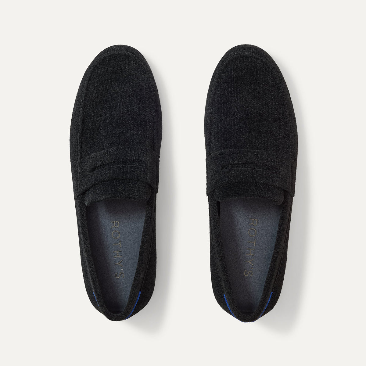 The Ravello Penny Loafer in ReVelvet™ Black shown from the top.