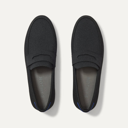 The Ravello Penny Loafer in Black shown from the top.