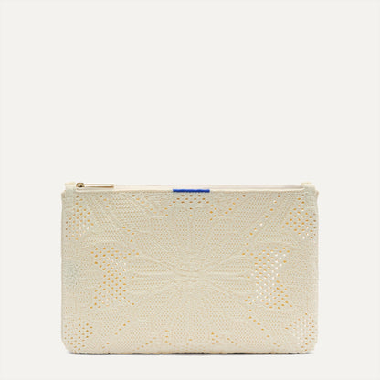PDP |The Convertible Clutch in Moonflower, shown from the front.