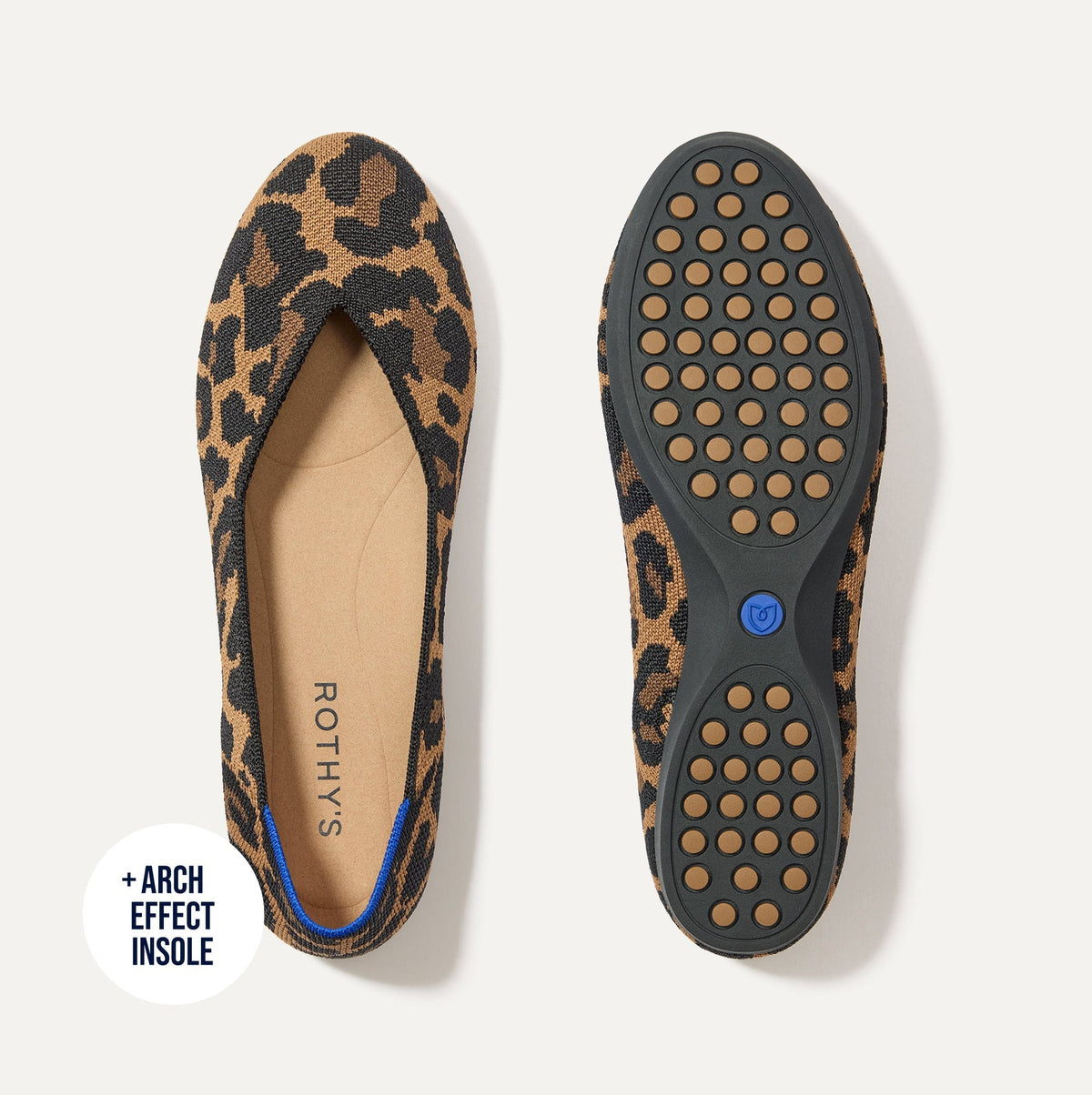 PDP |The Daily Flat in Sable Spot shown from the top with one shoe showing the outsole.