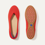 PLP |The Daily Flat in Showstopper Red shown from the top with one shoe showing the outsole.