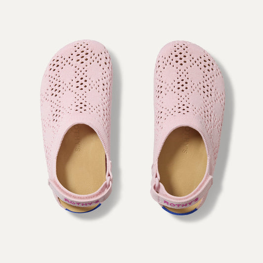 The Kids Clog in Pink Crochet shown from the top.