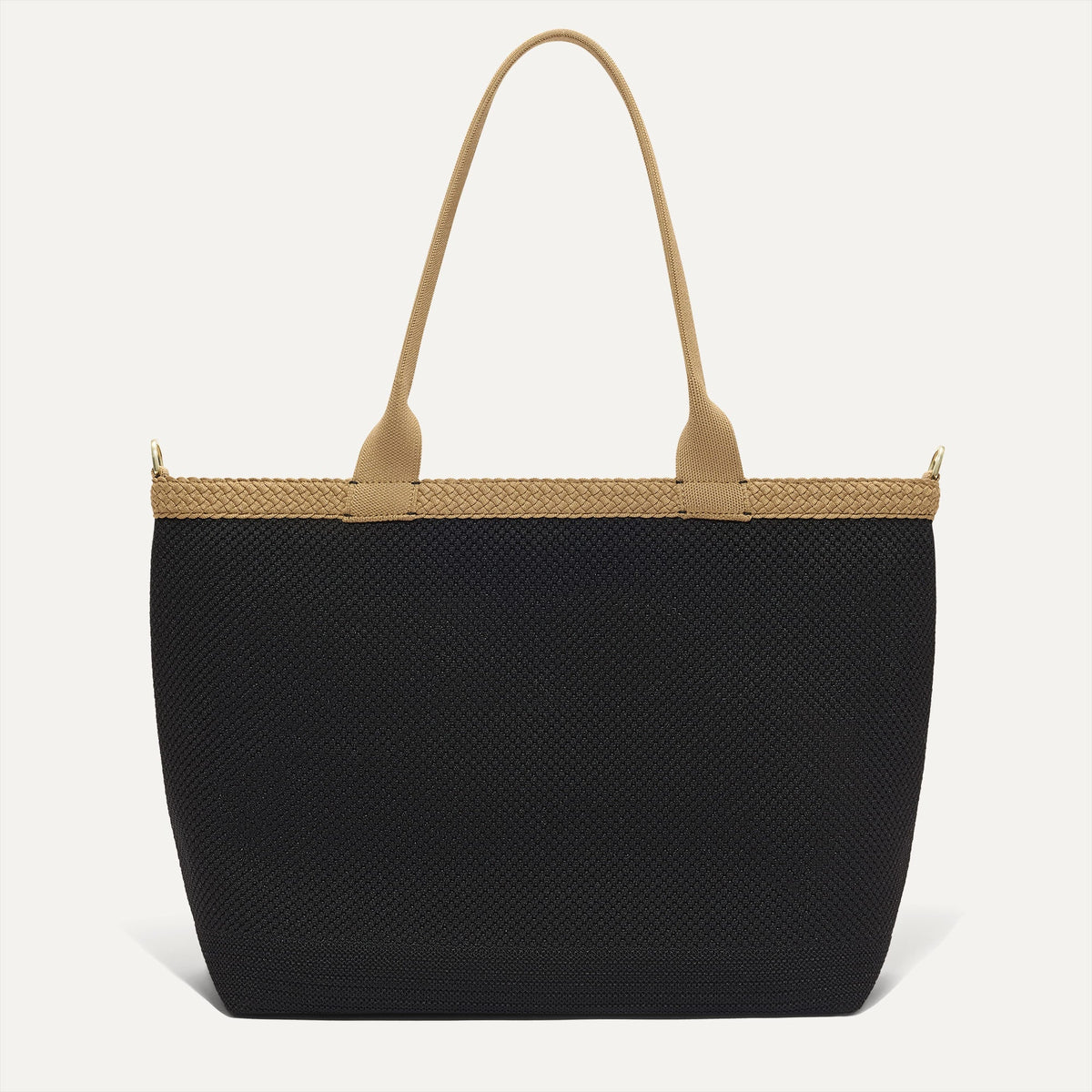 PDP |The Lightweight Zip Tote in Black Espresso Open-Knit shown from the front.