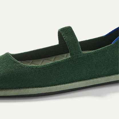 macro | The vamp and top strap of The Cruiser Mary Jane in ReVelvet Woodland.