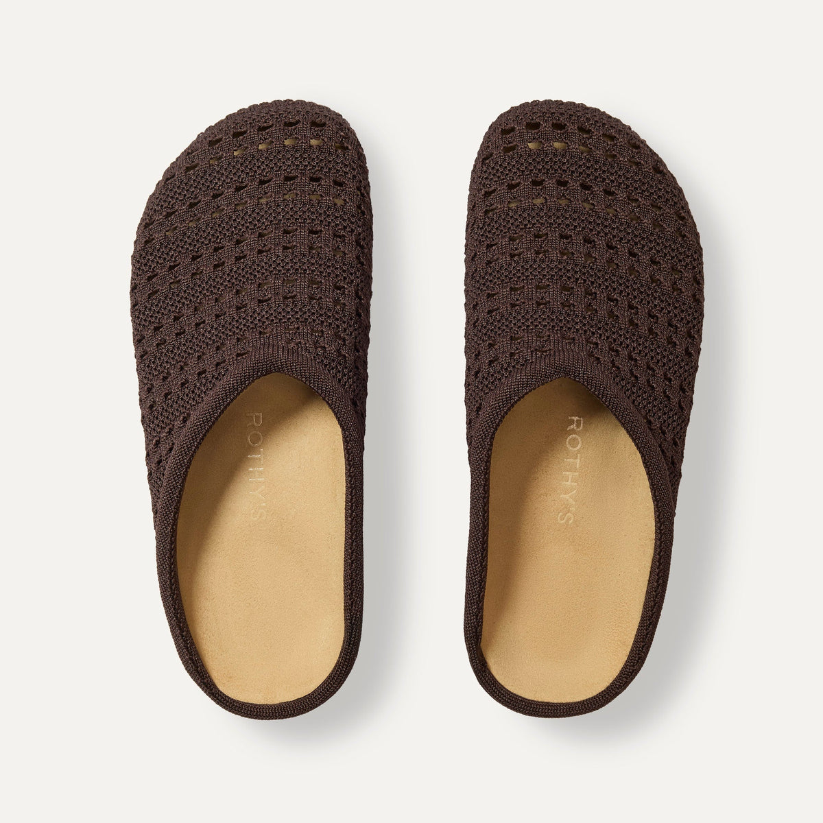 The Casual Clog in Chocolate Crochet shown from the top.