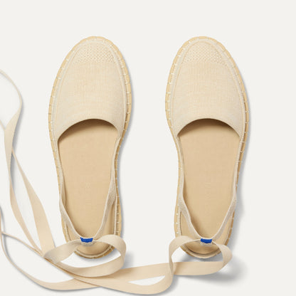 Overlay:: Removable ankle straps! | Alt:: The D'Orsay Espadrille in Seashell shown from the top.
