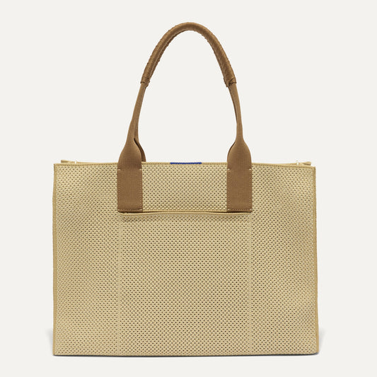 PDP |The Classic Tote in Macadamia Open-Knit, shown from the front.