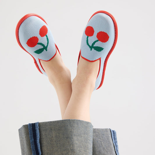 hover | Child wearing The Mini Loafer in Cherry Blue.