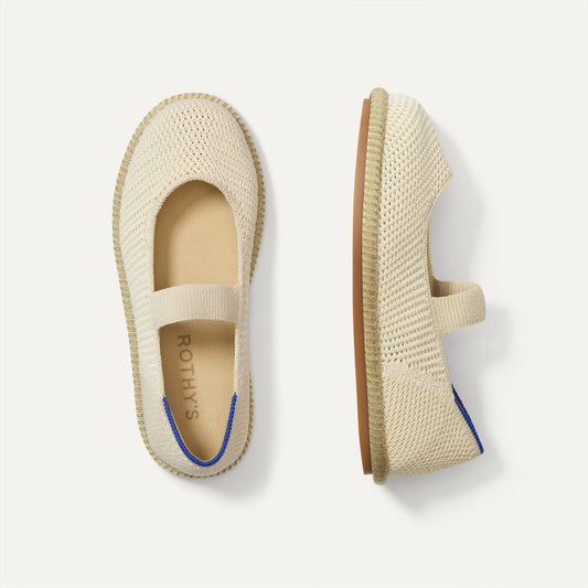The Mini Mary Jane in Opal Raffia-Knit shown from the top.