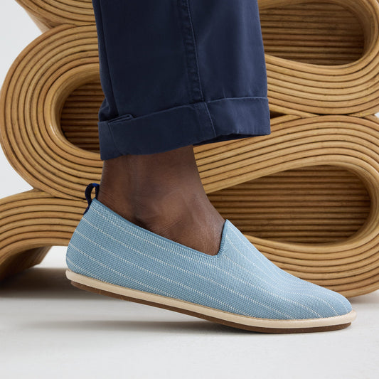 hover | Model wearing The Men's Cruiser Loafer in Tidal Stripe.