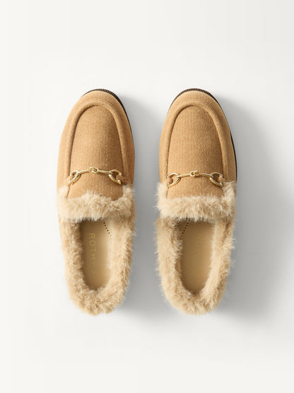 PLP | The Après Loafer Mule in ReVelvet Pecan shown from the top.