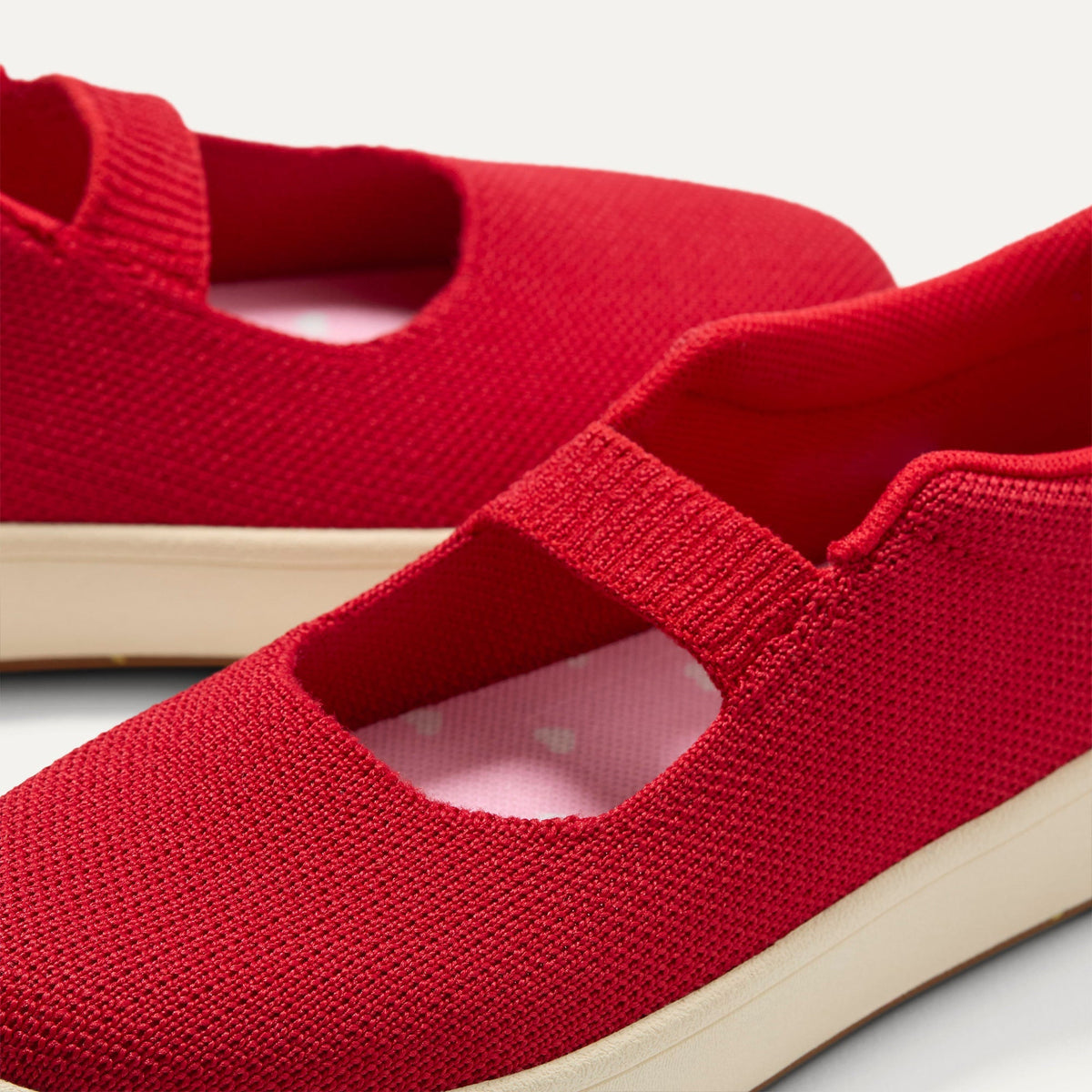 Close up of the strap detail of The Kids MJ Sneaker in Hot Sauce.