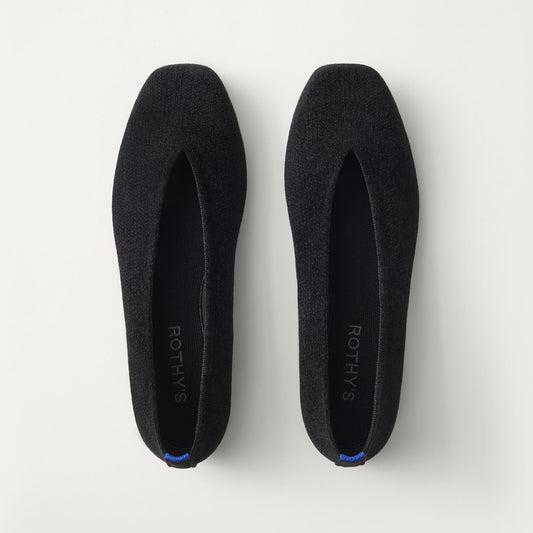 PDP |The Max Square Ballerina in ReVelvet Black shown from the top.