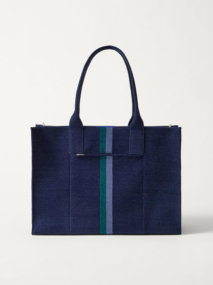 PLP | The Classic Tote in ReVelvet Peacock, shown from the front.