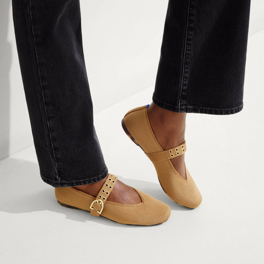 hover | Model wearing The Max Buckle Mary Jane in Java Chip.